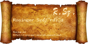 Rosinger Szórád névjegykártya